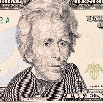 The face of Jackson the dollar bill