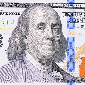 The face of Franklin the dollar bill