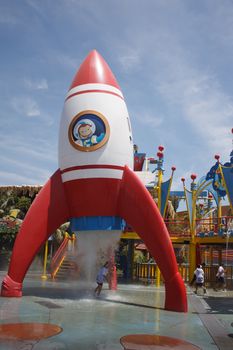 HOLLYWOOD, CALIFORNIA,USA - JUNE 2, 2009: Playground for entertainment at Universal Studios. Children's spaceport.