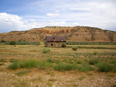 Old ranch cabin in desert Utah USA