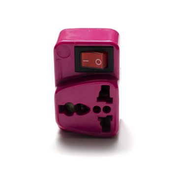 pink adapter plug on a white background