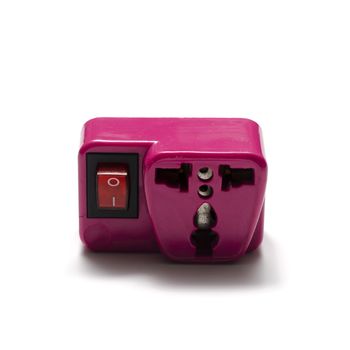 pink adapter plug on a white background