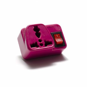 pink adapter plug on a white background