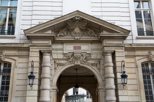 The entrance of the Elysee Palace, the official residence of the President of the French Republic