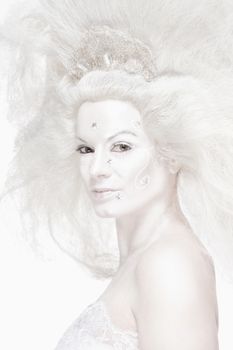 Portrait of a Woman with White Wig Posing as The Snow Queen