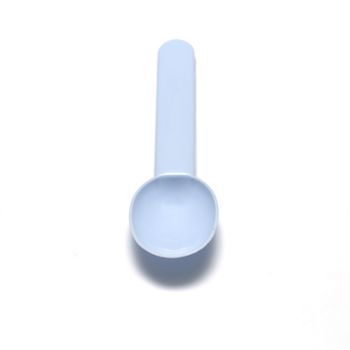blue plastic spoon on a white background