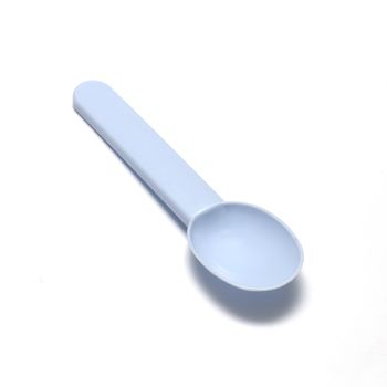 blue plastic spoon on a white background