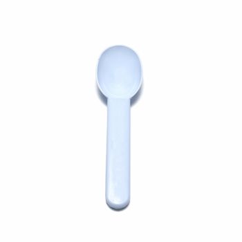 blue plastic spoon on a white background