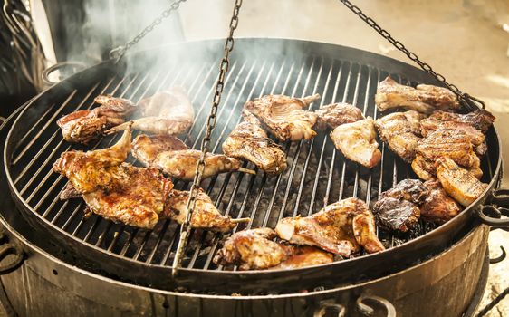 Duck wings on grill