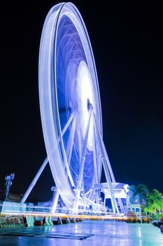 Ferris wheel on night. Long time exposure.