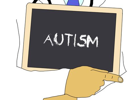 Illustration: Doctor shows information: autism