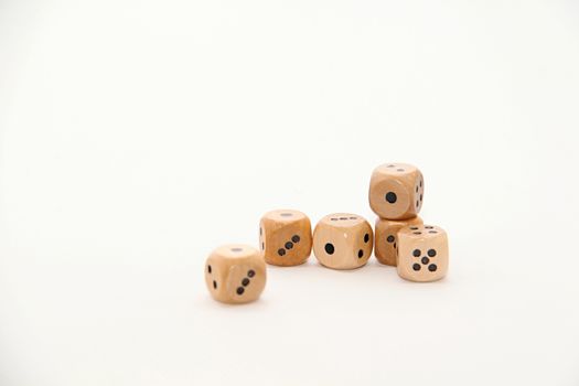 Photo of Dices in various positions perfectly fit to company presentations as well as private purposes.