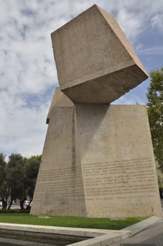 Monument to the Discovery of America in the Gardens of Discovery Plaza de Colon in Madrid, Spain. It is a work of Vaquero Turcios, a painter, sculptor and architect Spanish.