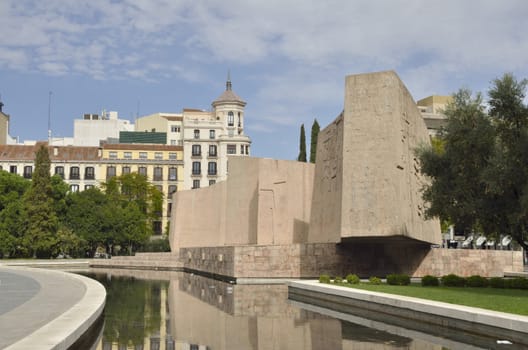 Monument to the Discovery of America in the Gardens of Discovery Plaza de Colon in Madrid, Spain. It is a work of Vaquero Turcios, a painter, sculptor and architect Spanish.