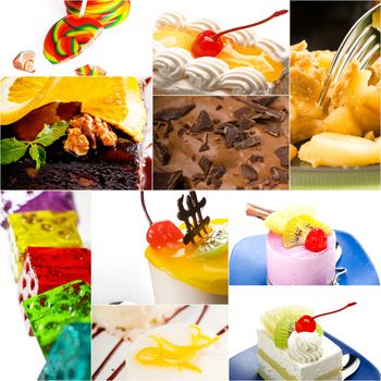 dessert cake and sweets collection collage bright mood