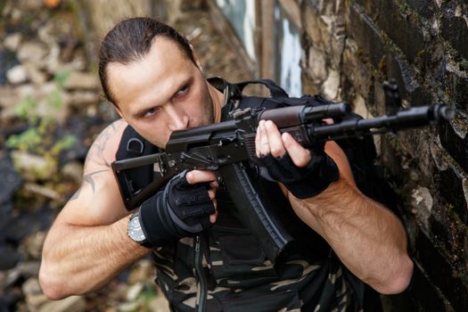 Army soldier with a gun