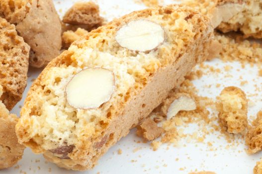 beautiful background of typical italian cookies: cantucci biscuits of Prato