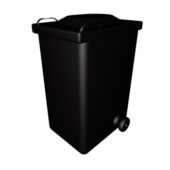 Black dumpster isolated over white, 3d render