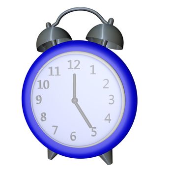 Alarm clock isolated over white, 3d render