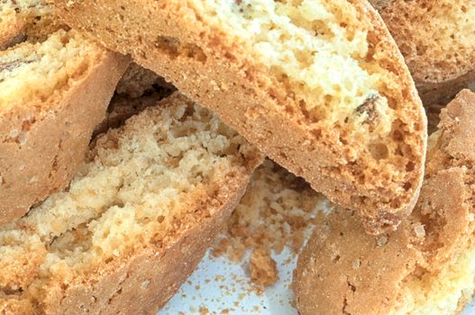 beautiful background of typical italian cookies: cantucci biscuits of Prato