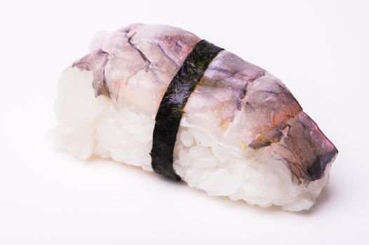 Ebi Nigiri prawn sushi isolated on white background 