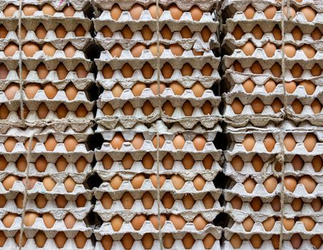 Stack of eggs in a shop