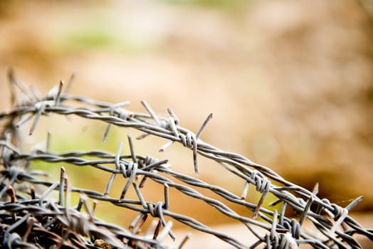 an old rusty barbed wire