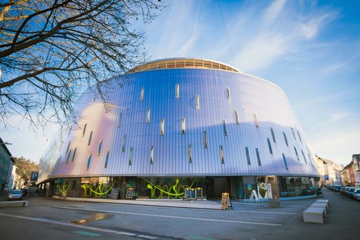 Graz, Austria - January 16, 2011: View of Rondo modern apartments building located in Graz city center, Austria