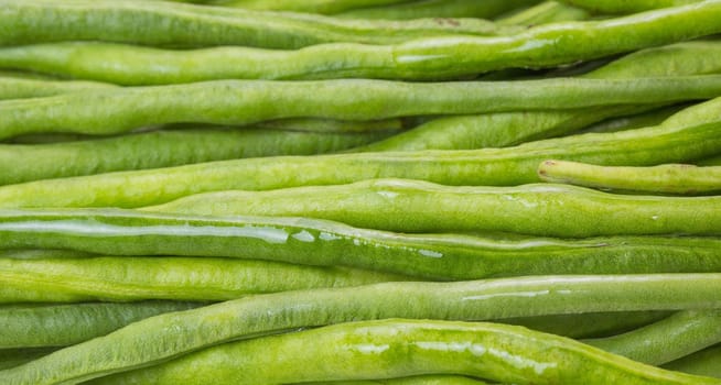 Macro picture of a group of green string bean