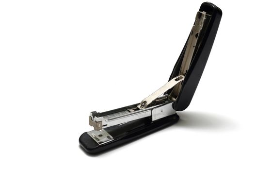 black stapler on a white background