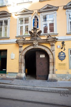 Graz, Austria - January 16, 2011: Typical yellow building facade from  Graz, Austria