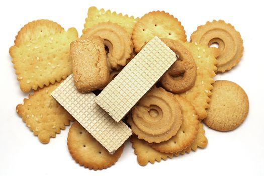 waffles biscuit and cookie isolated on white background