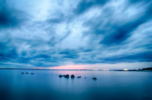 charleston harbour at sunset evening