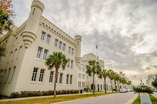 The old Citadel capus buildings in Charleston south carolina