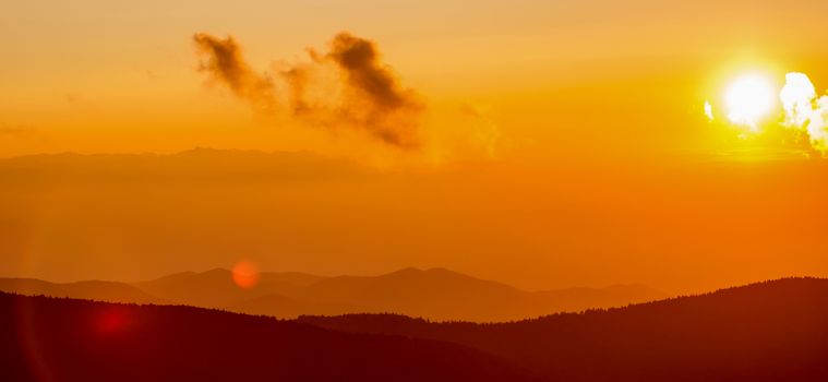 Nice sunset over mountains