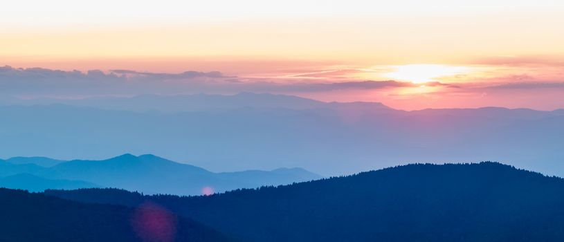 Nice sunset over mountains