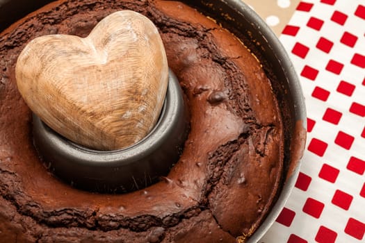 Freshly baked Chocolate cake in a baking pan