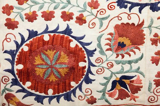 Colorful elaborate handmade embroidery of old greek traditional style