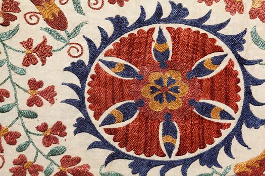 Colorful elaborate handmade embroidery of old greek traditional style