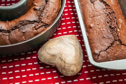 Freshly baked Chocolate cake in a baking pan