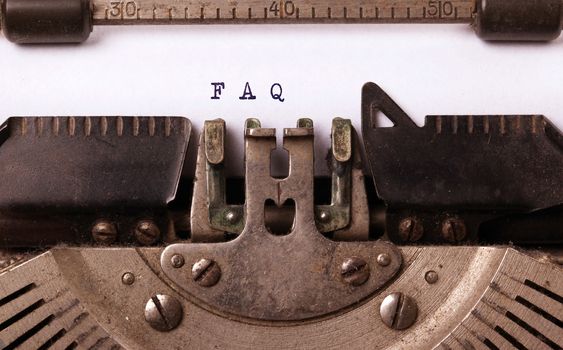 Vintage inscription made by old typewriter, FAQ