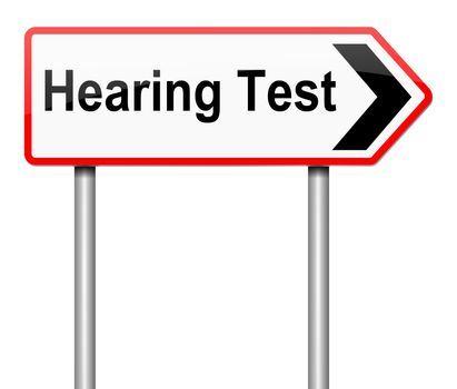 Illustration depicting a sign with a hearing test concept.