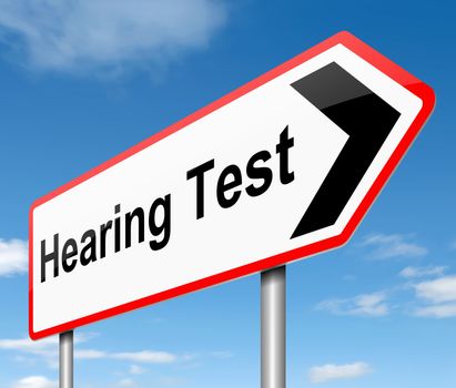 Illustration depicting a sign with a hearing test concept.