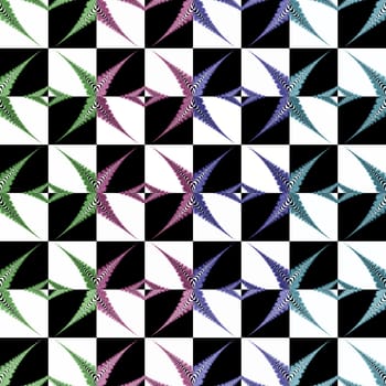 Digital computer graphic - abstraction seamless ornament with fractals for design.