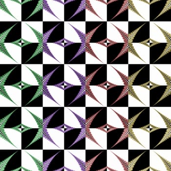 Digital computer graphic - abstraction seamless ornament with fractals for design.