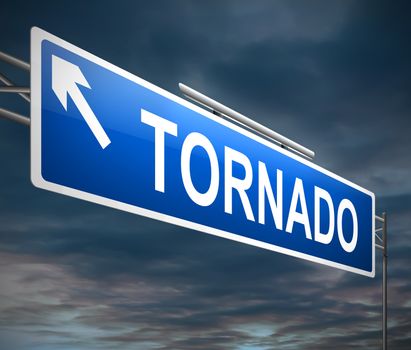 Illustration depicting a sign with a tornado concept.