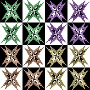 Digital computer graphic - abstraction seamless ornament with fractals for design.