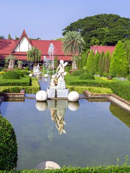 Fountains with Sculptures in Nong Nooch Garden.  Thailand, Pattaya November 26, 2014