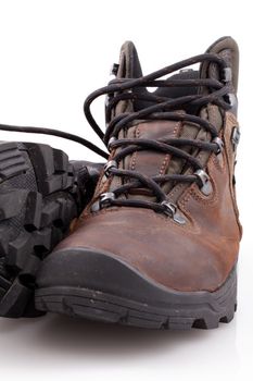 Mountain boots on white background