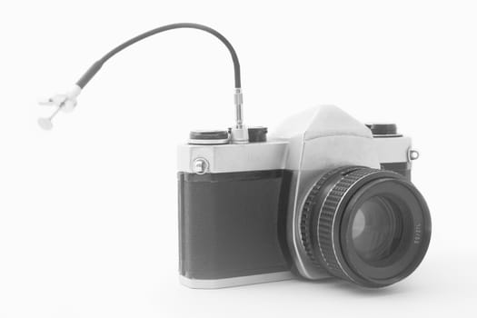 Vintage SLR Photo Camera Isolated On White Background